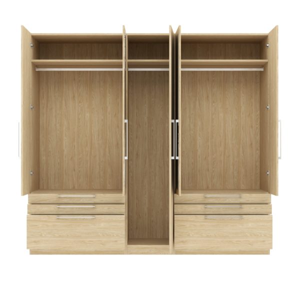 Aspen 5 Door 6 Drawer Mirrored Wardrobe - Image 4