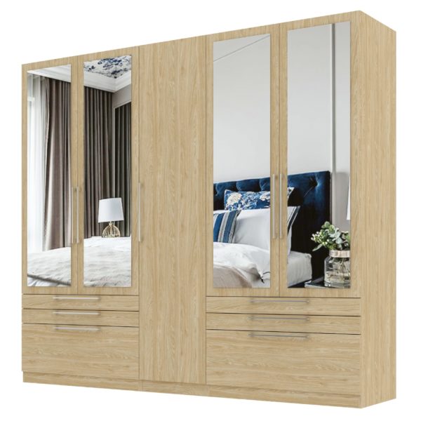 Aspen 5 Door 6 Drawer Mirrored Wardrobe - Image 2