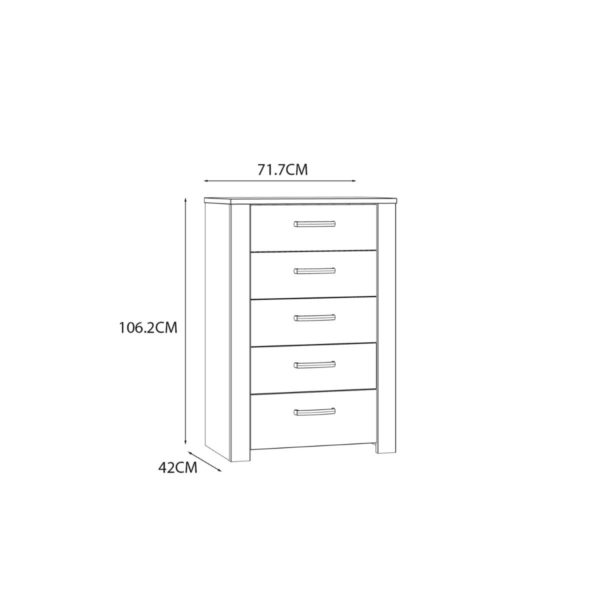 Alder 5 Drawer Narrow Chest - Image 9