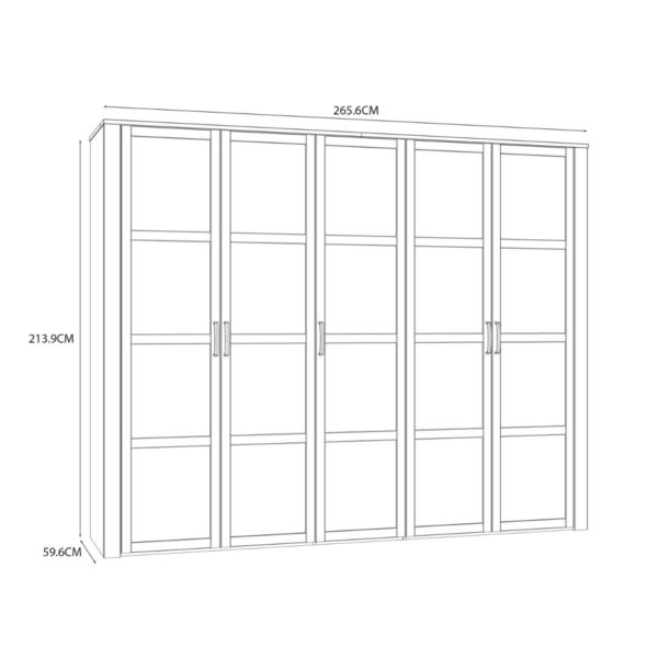 Alder 5 Door Mirror Wardrobe - Image 7