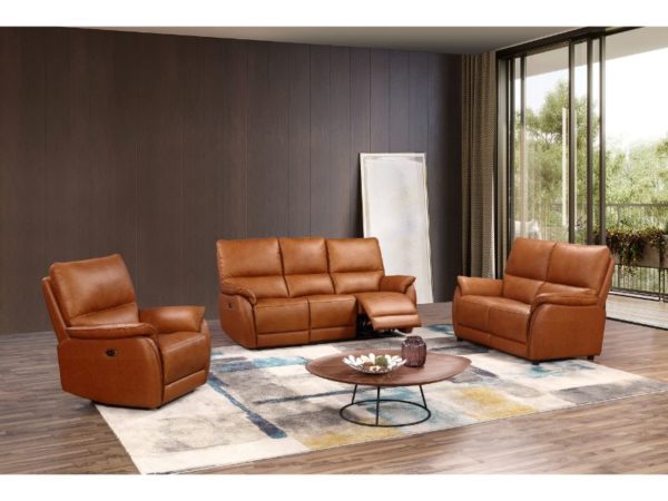 Spirit 1 Seater Power Recliner Leather Armchair Tan - Image 2