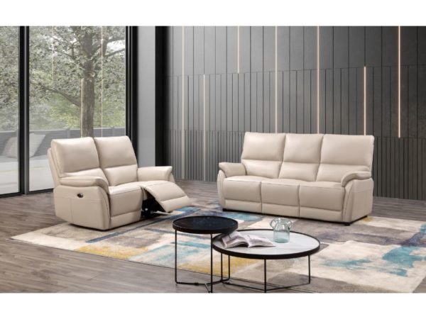 Spirit 2 Seater Fixed Leather Sofa Chalk - Image 2