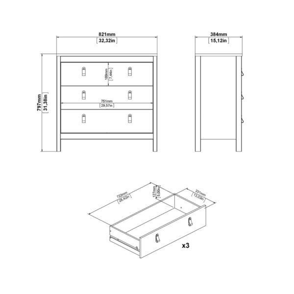 Poplars 3 Drawer Chest - Image 11