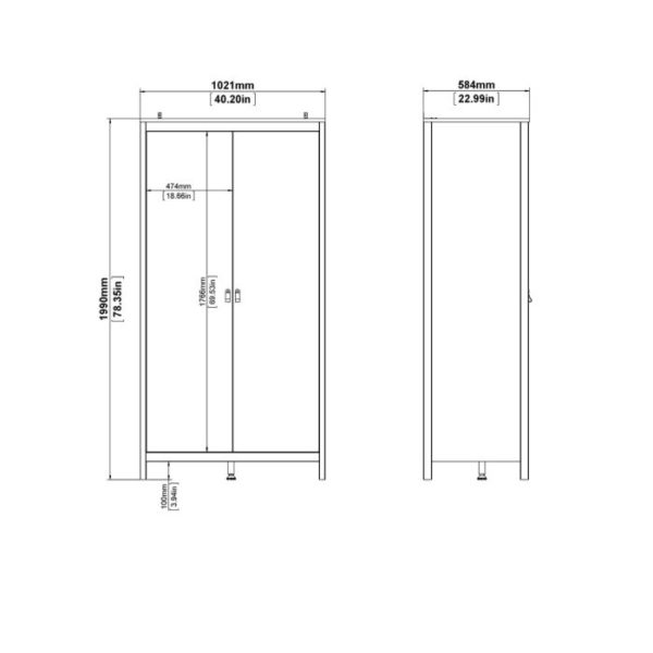 Poplars 2 Door Wardrobe - Image 12