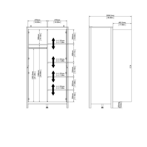 Poplars 2 Door Wardrobe - Image 10