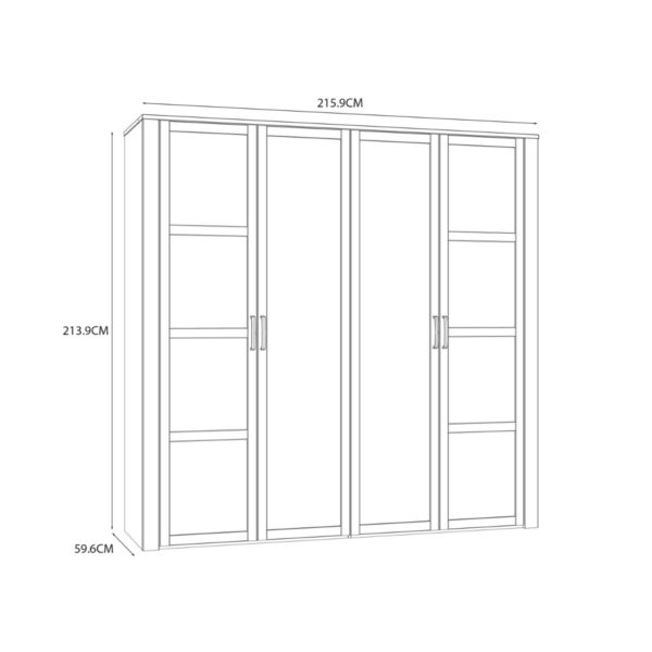 Alder 4 Door 2 Mirror Wardrobe - Image 8