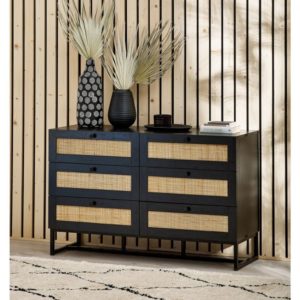 Trevone Black 6 Drawer Chest