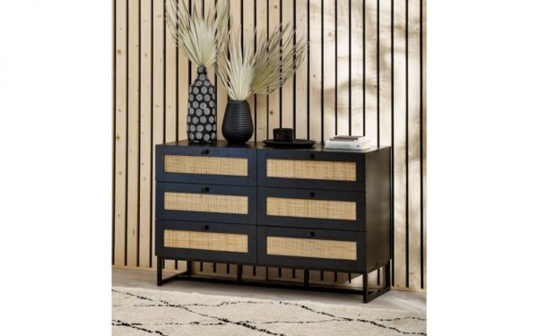 Trevone Black 6 Drawer Chest