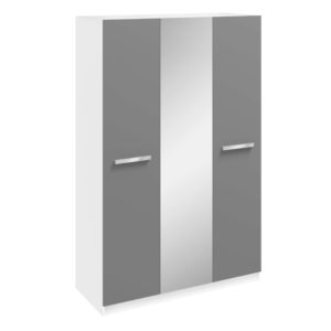 Rowan 3 Door Grey High Gloss Wardrobe