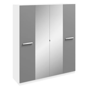 Rowan 4 Door Grey High Gloss Wardrobe