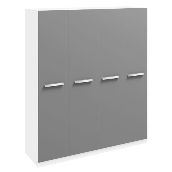 Rowan 4 Door Grey High Gloss Wardrobe - Image 2