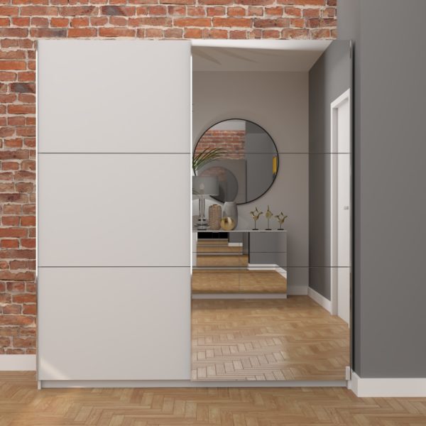 Maples Sliding Wardrobe - White - Image 2