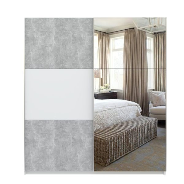 Elder Concrete White Sliding Wardrobe - Image 2