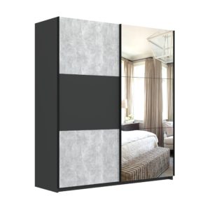 Elder Concrete Anthracite Sliding Wardrobe