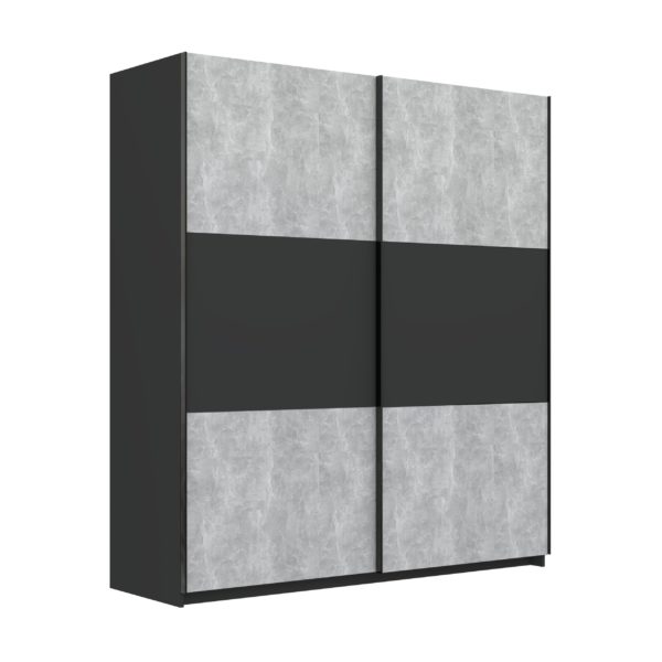 Elder Concrete Anthracite Sliding Wardrobe - Image 2