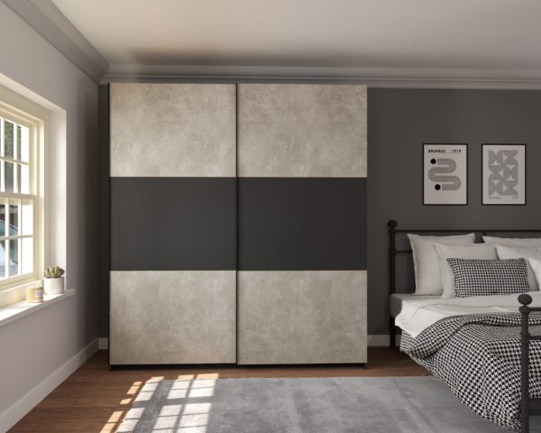 Elder Concrete Anthracite Sliding Wardrobe - Image 6
