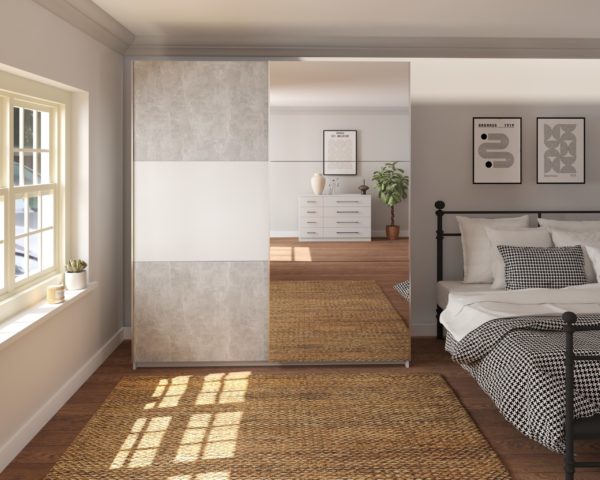 Elder Concrete White Sliding Wardrobe - Image 7