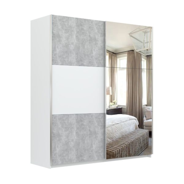 Elder Concrete White Sliding Wardrobe - Image 4