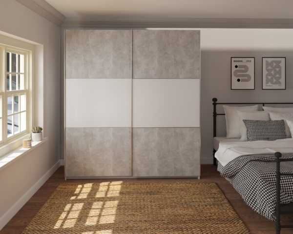 Elder Concrete White Sliding Wardrobe - Image 8