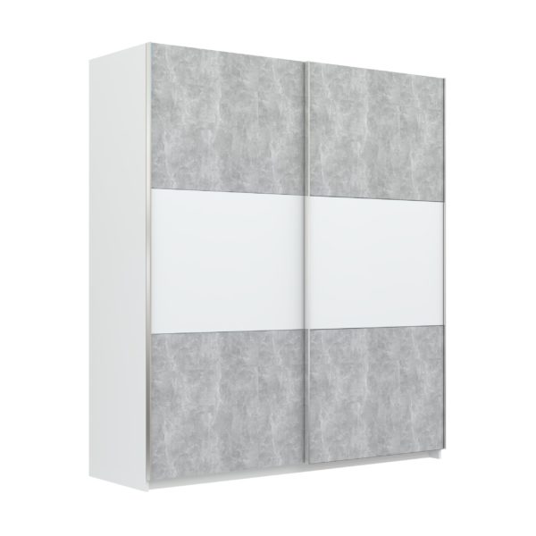 Elder Concrete White Sliding Wardrobe