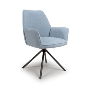 Barcelona Dining Chair - Light Blue Boucle (Sold In Pairs - Priced Per Chair)