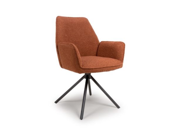 Barcelona Dining Chair - Rust Boucle (Sold In Pairs - Priced Per Chair)