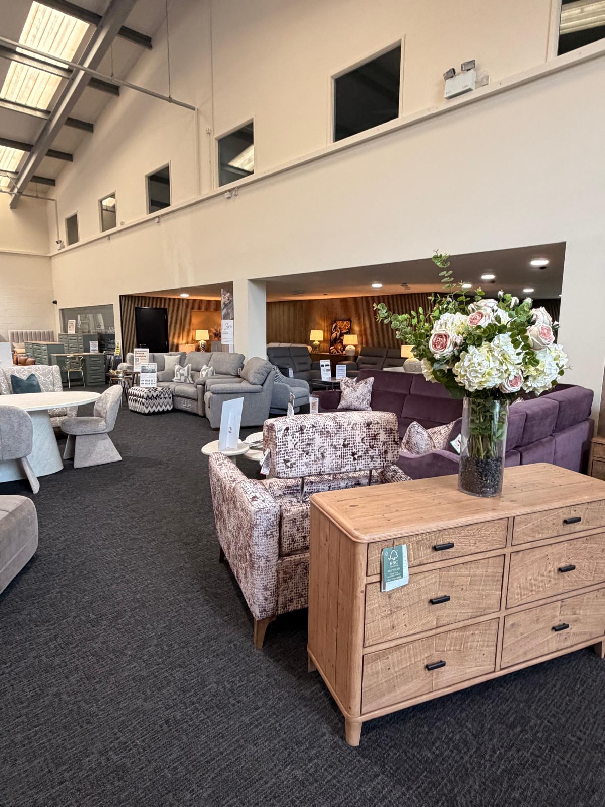 Sofas and occasional furniture in the showroom